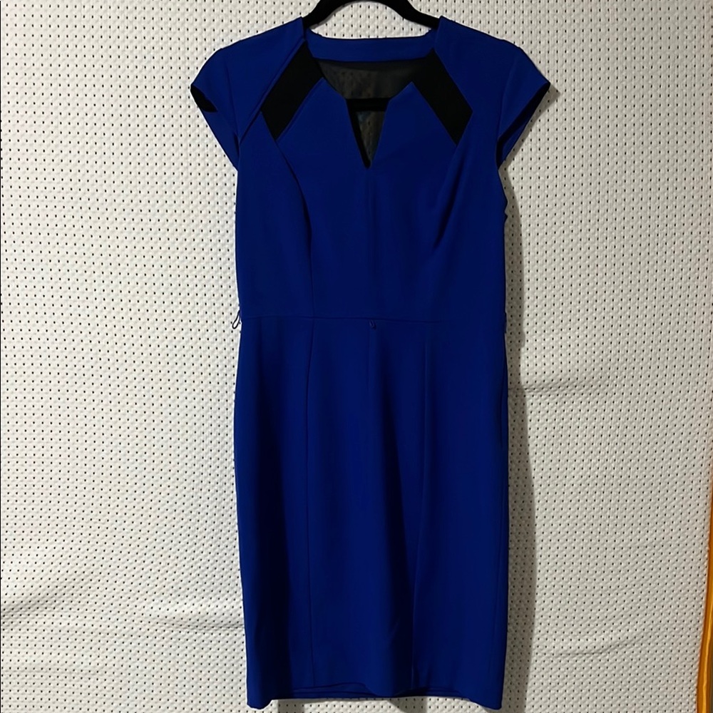 Blue Dress with mesh cutouts